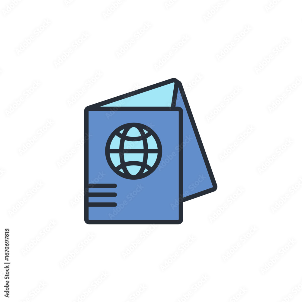 Poster passport icon. vector.editable stroke.linear style sign for use web design,logo.symbol illustration.