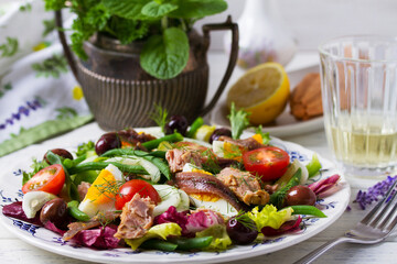 Mediterranean Tuna Salad on white plate