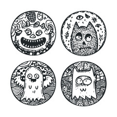 Fototapeta premium Fun and spooky cartoon characters for Halloween decorations. Halloween vector illustration