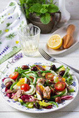 Mediterranean Tuna Salad on white plate