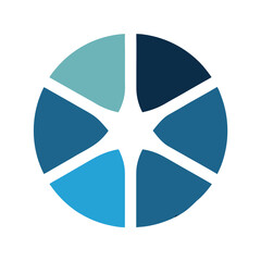 Pie chart logotype. Colorful diagram sections or steps. Circle icons for infographic, UI, web, graphics design 
