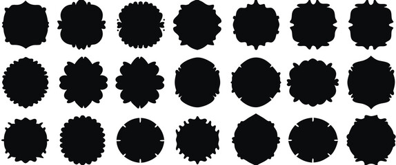 Set of vintage label and badges shape collections. Vector illustration. Black template for patch and insignia. Retro labels, badges and banners decorative elements. 