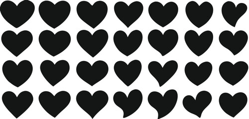 Fototapeta premium Black hearts icons. Heart icon set vector. 