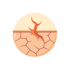 Obraz premium Illustrative Depiction of Cracked Dry Skin Representing Dehydration and Dermatological Conditions in a Circular Frame