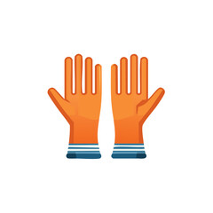 Obraz premium Orange rubber gloves illustration, protective workwear, isolated on white