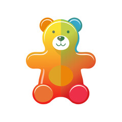 Fototapeta premium Colorful Gradient Teddy Bear Illustration: Soft Toy, Cheerful Colors, Nursery Decor Art