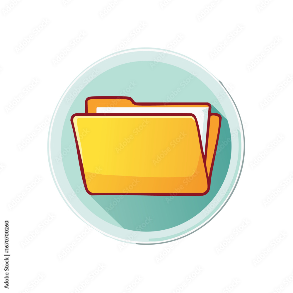Poster yellow document folder icon for organized digital files and data storage
