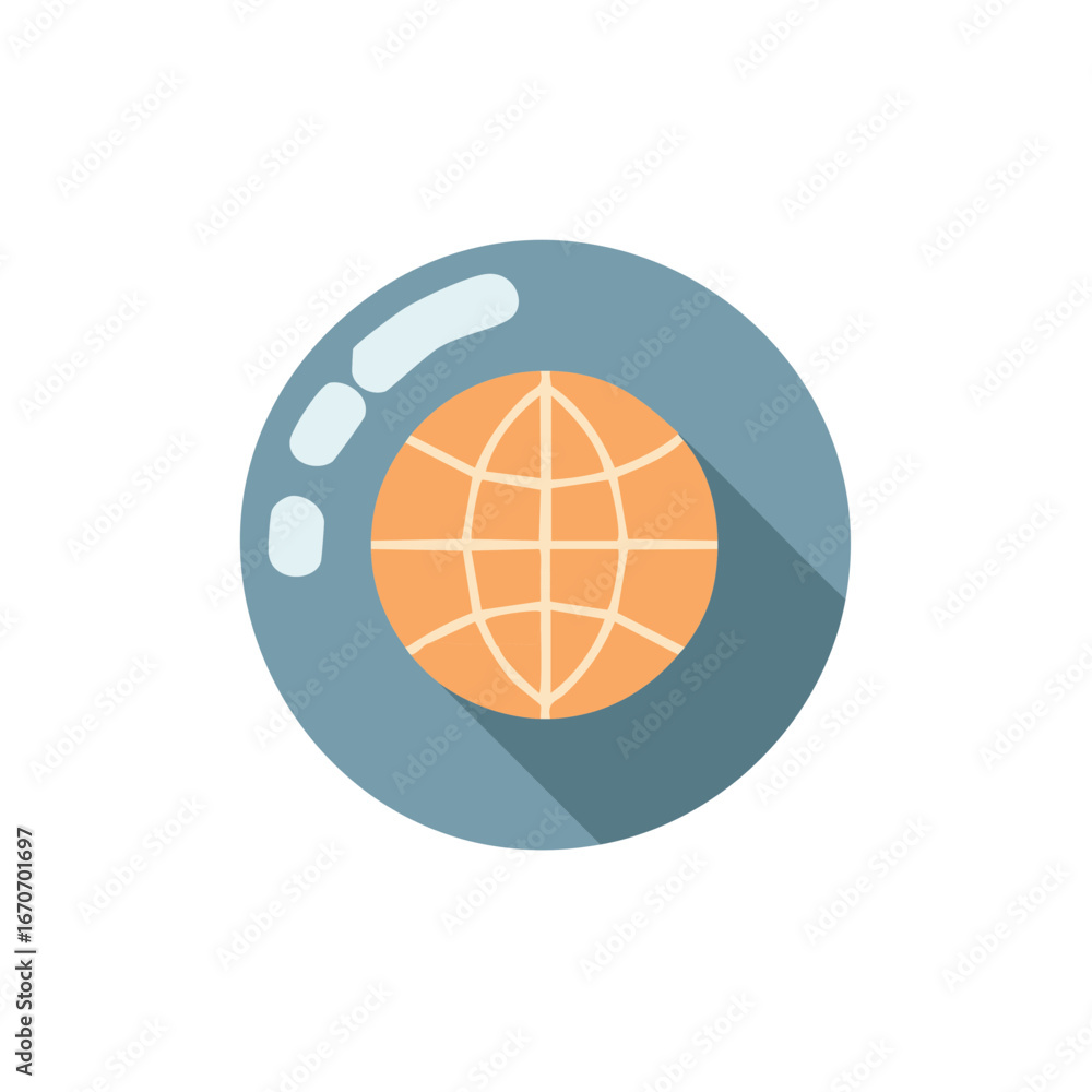 Poster stylized flat design globe icon in a circle with shadow