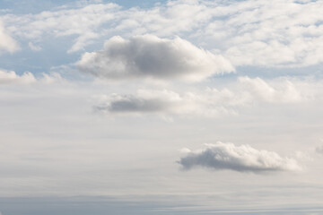 Evening sky with layered clouds and patches of blue
