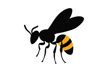 Stylized black and yellow striped insect silhouette