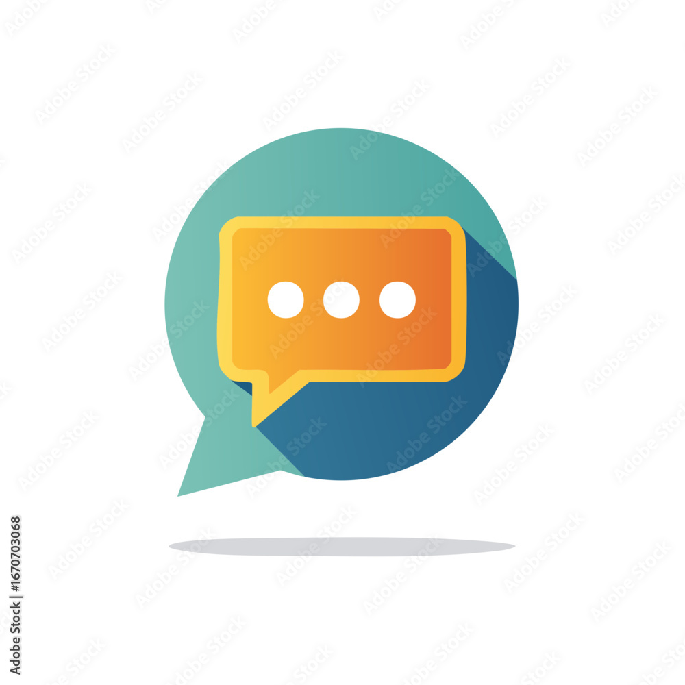 Poster modern speech bubble icon with three dots indicating typing or message waiting