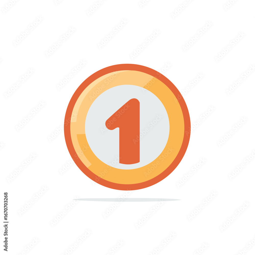 Aufkleber simple orange circle with number one inside clean graphic design element