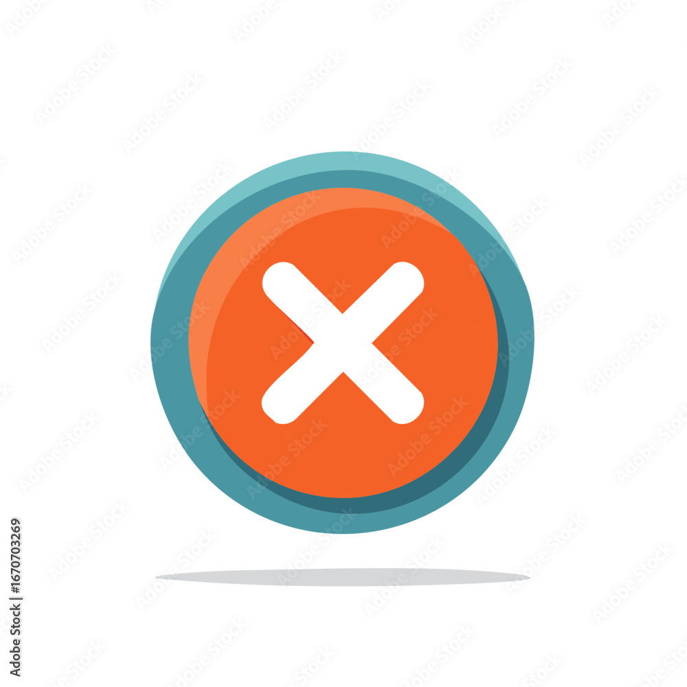 Poster flat design x mark button icon symbolizing error wrong delete cancel or close action