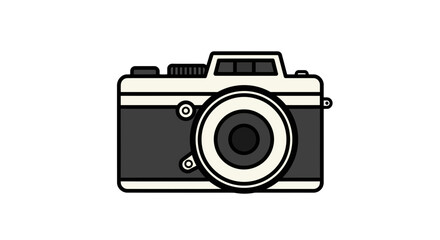Vintage camera photography retro style old camera lens art design digital camera illustration image on transparent background