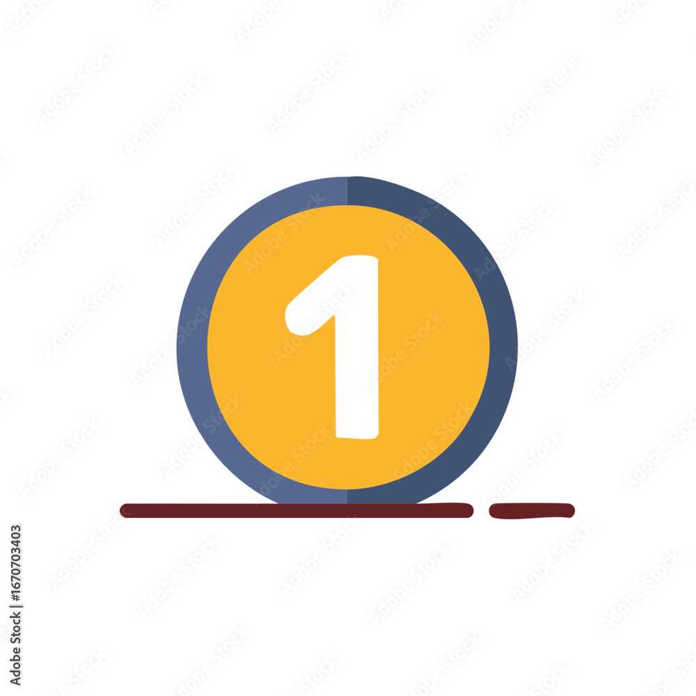 Aufkleber number one in a circle with an underscore. numerical graphic illustration.