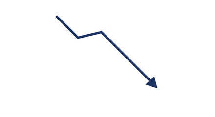 Declining trend downward arrow chart decrease loss negative fall recession economy finance market graph on transparent background