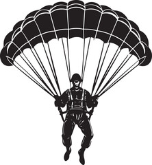 A vibrant vector illustration of a paraglider soaring through the air on a black background, perfect for a concept of adventure or extreme sport