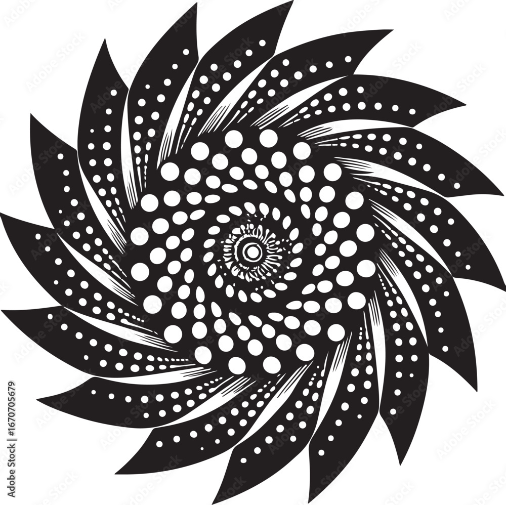 Poster a mesmerizing black and white abstract floral design featuring a seamless pattern of intricate fract