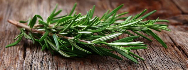 rosemary on wooden background, Generative AI,