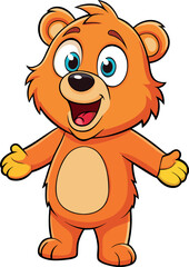 Obraz premium Charming Cartoon Bear Character with Open Arms for a Friendly Welcome