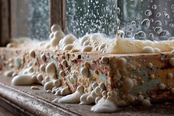 Air sealing foam application around window frames during home improvement Generative AI