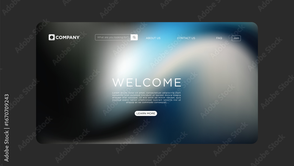 Fototapete modern website landing page design with 'welcome' message and professional navigation elements.
