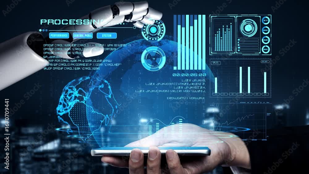 Aufkleber ai artificial intelligence drives data analytics with predictive models, smart dashboards, and virtu