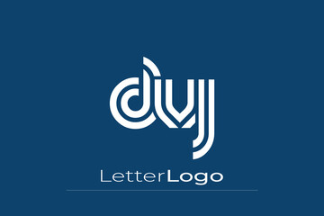 DVJ Creative Unique Modern Letter Logo Design. Elegant Monogram Logo Design with Decorative Elements and Typography