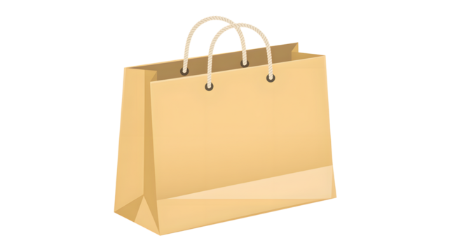Shopping bag paper bag handle retail merchandise market commerce purchase container package 100 char on transparent background - Powered by Adobe