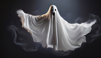 scary spooky white floating bedsheet ghost halloween graphic element theme