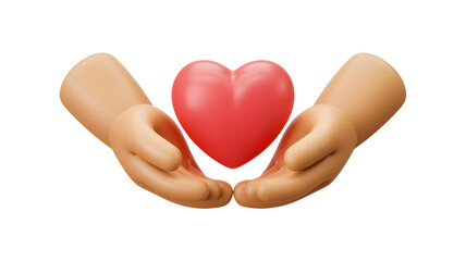 Fototapeta premium Heart health care love hands support help charity donation medical wellbeing romance valentine affection on transparent background