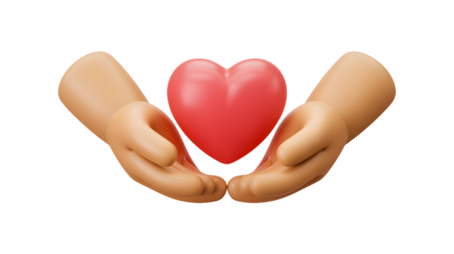 Heart health care love hands support help charity donation medical wellbeing romance valentine affection on transparent background