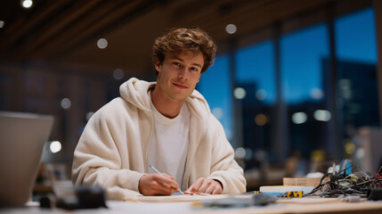 Tech Innovation Hub with Prototypes and Natural Light