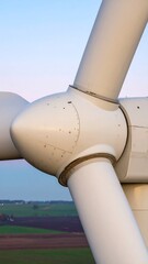 Close-up of a wind turbine blade hub