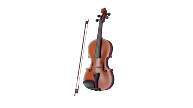 A Classic Violin and Bow on a Black Background