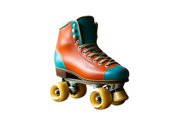 a pair of roller skates, showing a sports illustration, with a modern artistic approach, and representing a creative design.