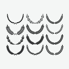 minimal laurel sign set vector icon logo