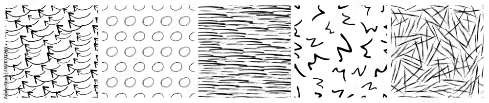 Poster set of seamless patterns with scribble smears