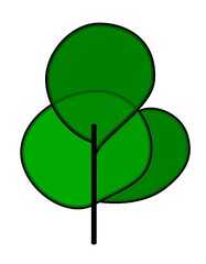 Sphere tree. A minimalist tree made of small geometric shapes.
Association: ecology, growth, startup.