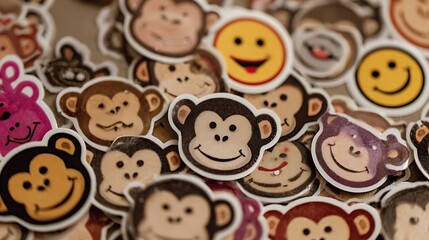 Obraz premium cute monkey face sticker image