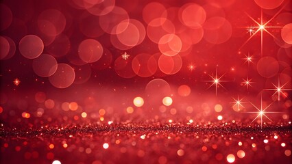 Red Glitter Sparkles with Bokeh and Star Light Effects