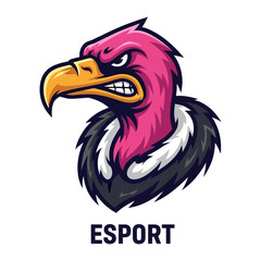 Fierce Eagle Mascot Emblem: An illustration of an eagle mascot is featured on the photo, representing e-sport spirit and energy. It embodies competition, focus, and determination.