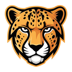 Cheetah Portrait Illustration: A dynamic illustration of a cheetah's face, conveying strength and focus, the design features bold colors, clean lines, and striking detail.