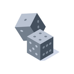 isometric vector icons of dice, in color on white background, game or luck