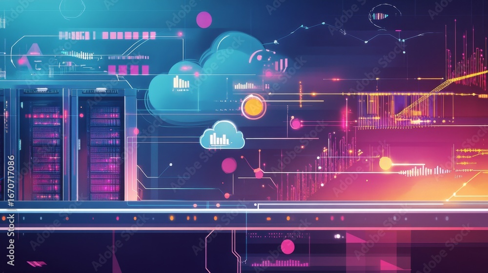Aufkleber innovative digital network visualization over a server room a futuristic display of data analytics i