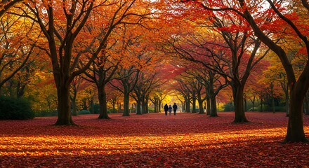 Fototapeta premium Autumn Pathway with Colorful Foliage.
