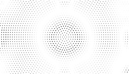 Abstract halftone dots wave backdrop with circular gradient monochrome minimal pattern geometric texture optical art mesh design for banners posters web and presentations © gd-house