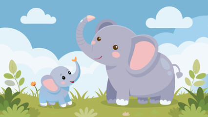 baby elephant pleading with mother elephant