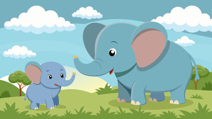 baby elephant pleading with mother elephant