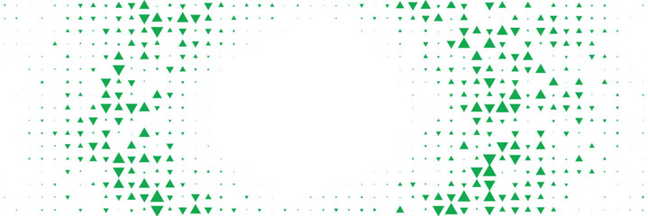 Green triangle halftone border backdrop with radial frame and white center space abstract geometric pattern for banners posters web headers and clean modern presentations